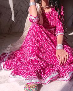 Gown In Bandhani Print