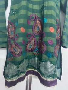 Green Embroidered Kurta