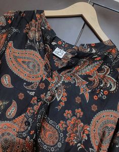 Black Paisley Printed Kurti For 44 Bust