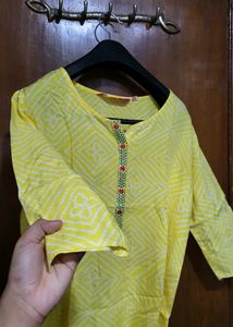 Lime Yellow Short Kurti