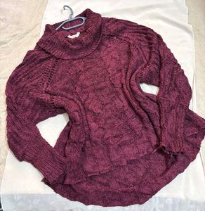 🎁Buy1 Get1 Free Burgundy Turtleneck Cable Knit E