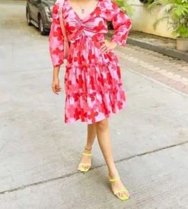 Floral Print Mini Dress (S size)