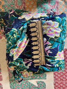 Floral drape gown with belt