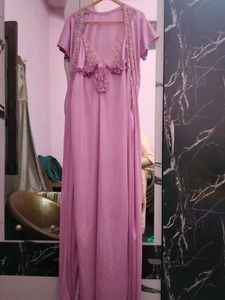 Satin Silk Gowns 2pc - 5 Available