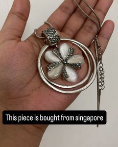 Flower Pendant With Modern Earings