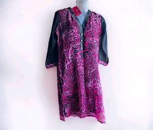 Animal Print Magenta Kurtas