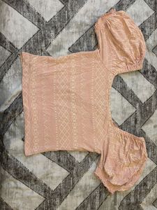 Cute Peach Puff Sleeve Top- Bust Size 32-34
