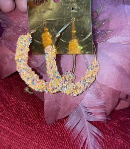 Combo Of Two Beautiful Shimmery, Pink Circle Earri