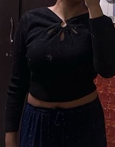 Cute Black shiny Crop Top