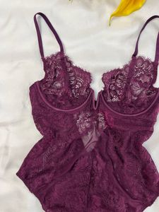 La Senza Burgundy Lace Bodysuit