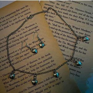 Heart Charm Necklace & Earring Set