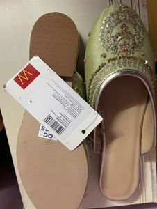 Embroidered Lime Green Mules