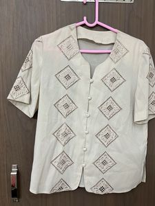 Beautiful Cut Work Office Wear Top For L&XL