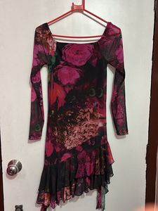 Floral Mesh Mini Dress
