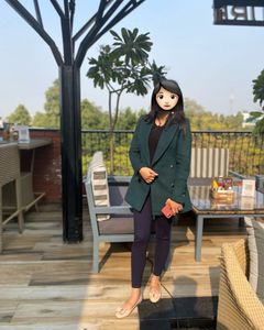 Chic Green Double-Breasted Coat