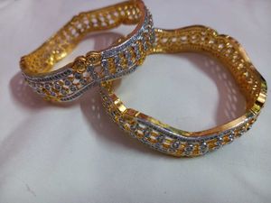 Gold Plated Bangles Wth Stones