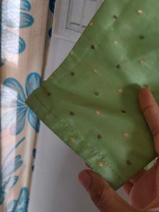 Green Zari Work Polka Dot Kurta