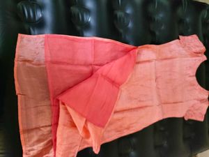 Peach Embroidered Silk Kurti Work On Yoke