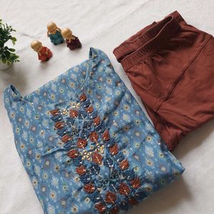 Embroidered Blue Kurta