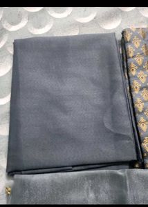 Grey Embroidered Dress Material