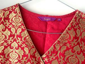 Rangriti Red &amp; Gold Anarkali Kurta (S)