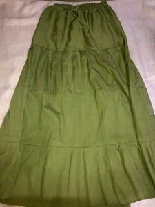 Olive Tiered Maxi Skirt