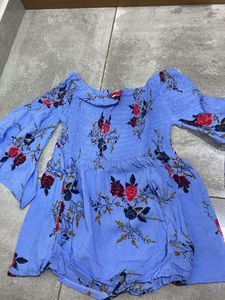 Floral Print Blue Top