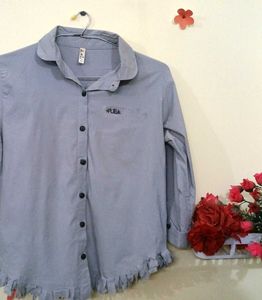 Combo Of A Grey Shirt N White Collared Top