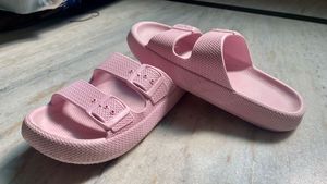 Pink Double Buckle Slides Slipper Flip Flop