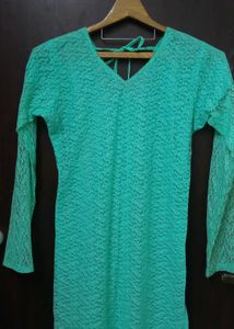 Elegant Sea Green Lace Kurti