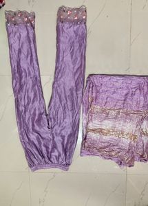 Lavender Embroidered Kurti Set