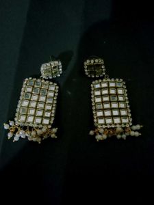 Sparkling Mirror Tile Dangle Earrings