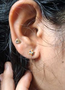 Floral Stud Earrings Gold
