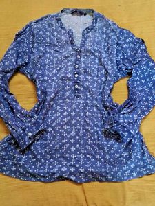 Pure Cotton Blue Printed Top SRISHTI