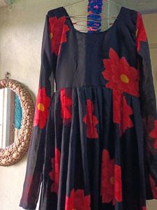 Floral Print Maxi Dress with black skirt