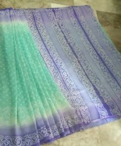 2 daily wear bandhani saree with fall