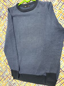 Blue Knit Crewneck Sweater