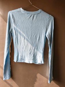 Light Blue Twist Front Top