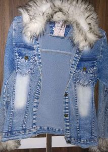 Denim Jacket with Faux Fur