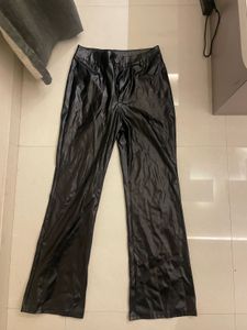 Black Faux Leather Flare Pants