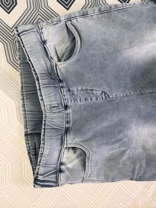 Light Grey Elastic Waist Jeans