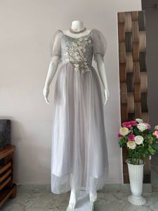 Grey Lace Embellish Premium Gown