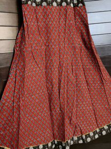 Women Red Cotton Printed Half Sleeve Kurta