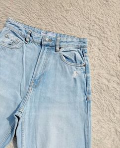 BERSHKA Ripped Wide Leg Jeans