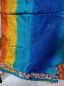 Heavy Work Partywear Multicolour Silk Saree