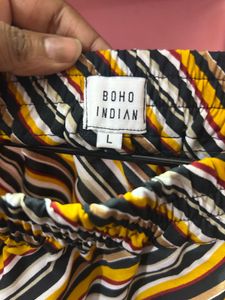 Multicolor Striped Cotton Wrap Skirt