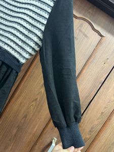 Striped Knit &amp; Black Dress