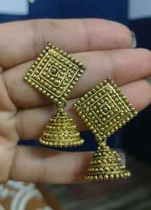 Golden Jhumka Earrings