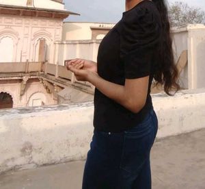 Puff Sleeve Black Top