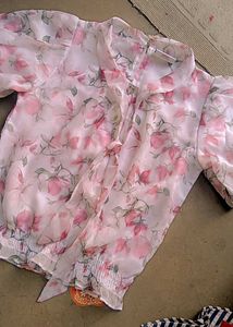 Floral Chiffon Tie-Neck Top